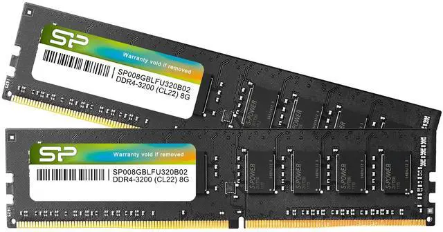 Main image of Silicon Power DDR4 16GB Kit (2x8GB) 3200MHz (PC4-25600) CL22 UDIMM 288-Pin Desktop Computer Memory SP016GBLFU320B22