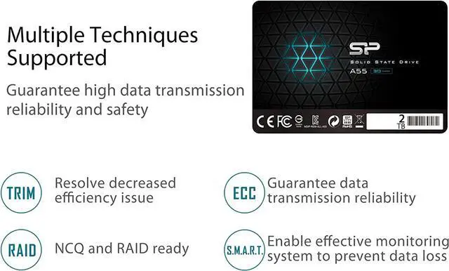 Alt view image 7 of 7 - Silicon Power 2TB SSD 3D NAND A55 SLC Cache Performance Boost SATA III 2.5" 7mm (0.28") Internal Solid State Drive (SU002TBSS3A55S25NE)