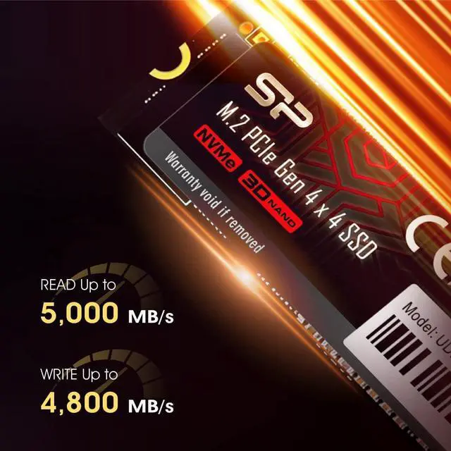 Alt view image 4 of 7 - Silicon Power 2TB UD90 NVMe 4.0 Gen4 PCIe M.2 SSD R/W up to 5,000/4,800 MB/s