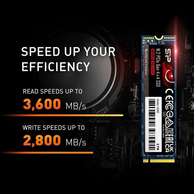 Alt view image 4 of 7 - Silicon Power 1TB UD85 NVMe 4.0 Gen4 PCIe M.2 SSD R/W up to 3,600/2,800 MB/s (SU01KGBP44UD8505SN)