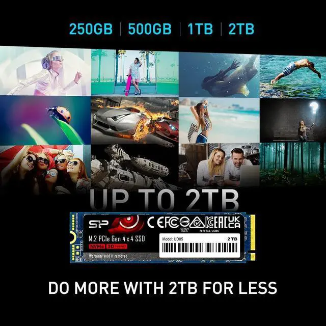 Alt view image 5 of 7 - Silicon Power 1TB UD85 NVMe 4.0 Gen4 PCIe M.2 SSD R/W up to 3,600/2,800 MB/s (SU01KGBP44UD8505SN)