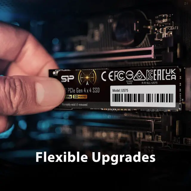 Alt view image 5 of 6 - Silicon Power 1TB US75 Nvme PCIe Gen4 M.2 2280 SSD R/W Up to 7,000/6,500 MB/s, PS5 compatible (SU01KGBP44US7505SN)