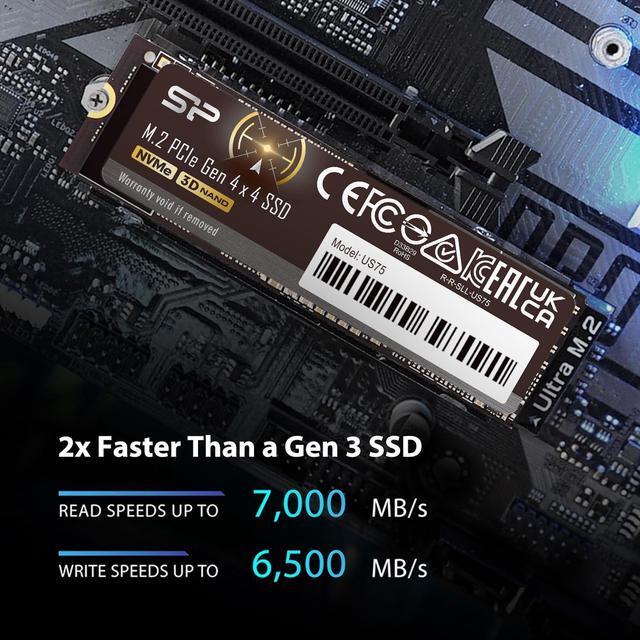 Silicon Power 2TB US75 Nvme PCIe Gen4 M.2 2280 SSD R/W Up to