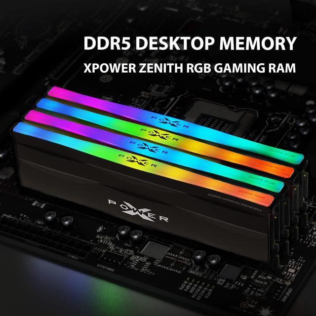 Alt view image 2 of 5 - Silicon Power DDR5 64GB (2x32GB) Zenith RGB 6000MHz (PC5-48000) 288-pin CL30 1.35V UDIMM Desktop Memory Module RAM SU064GXLWU60AFDFSK Black