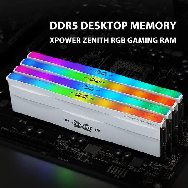 Alt view image 2 of 4 - Silicon Power DDR5 64GB (2x32GB) Zenith RGB 6000MHz (PC5-48000) 288-pin CL30 1.35V UDIMM Desktop Memory Module RAM SU064GXLWU60AFDHSW White