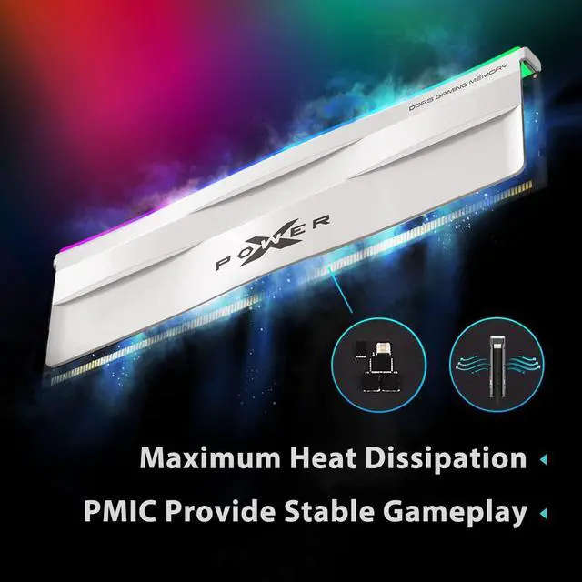 Alt view image 3 of 4 - Silicon Power DDR5 64GB (2x32GB) Zenith RGB 6000MHz (PC5-48000) 288-pin CL30 1.35V UDIMM Desktop Memory Module RAM SU064GXLWU60AFDHSW White