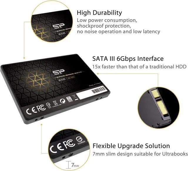 Alt view image 3 of 6 - Silicon Power ACE A58 SLC Cache Performance Boost 2.5" 4TB SATA III 3D NAND Internal SSD (SU004TBSS3A58A25SN)