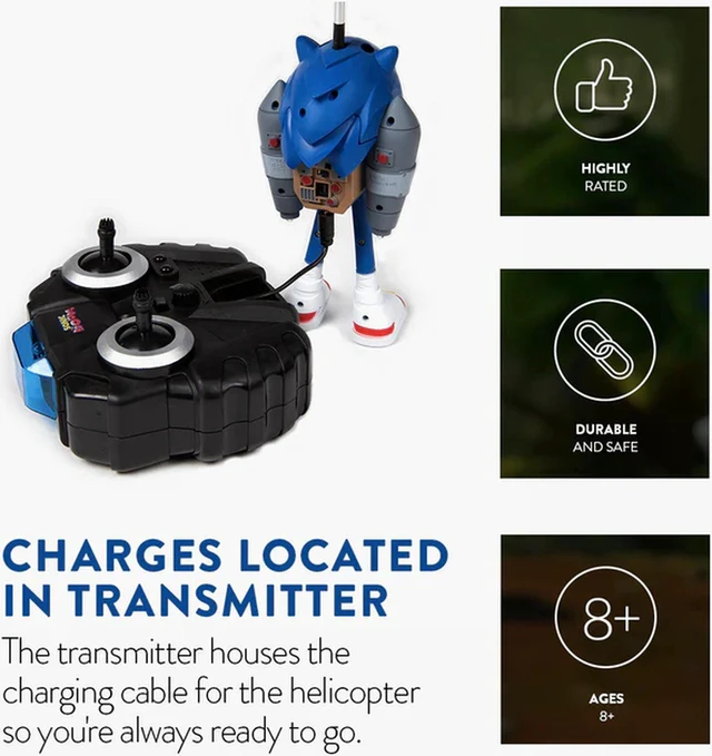 Alt view image 4 of 6 - SEGA Licensed Sonic Boom Jetpack 2CH IR RC Flying Figure