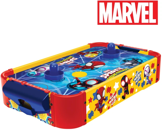 Main image of Spidey and His Amazing Friends Electronic Wooden Tabletop Air Hockey Table