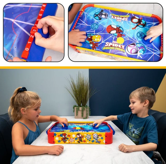 Alt view image 7 of 7 - Spidey and His Amazing Friends Electronic Wooden Tabletop Air Hockey Table