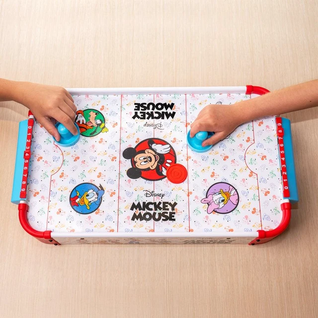 Alt view image 2 of 7 - Disney Mickey Mouse Electronic Wooden Tabletop Air Hockey