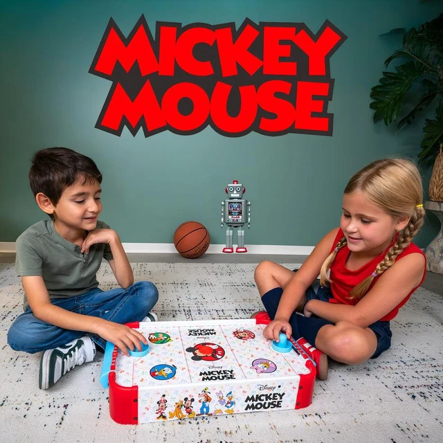 Alt view image 3 of 7 - Disney Mickey Mouse Electronic Wooden Tabletop Air Hockey