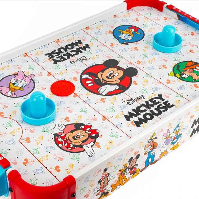 Alt view image 5 of 7 - Disney Mickey Mouse Electronic Wooden Tabletop Air Hockey