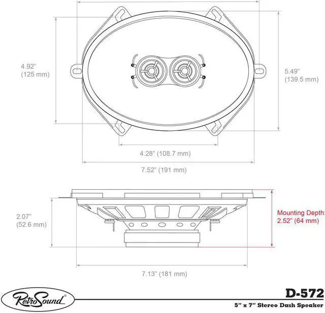 Alt view image 3 of 3 - RetroSound 5"x7" DVC 2-Way Dash Speaker