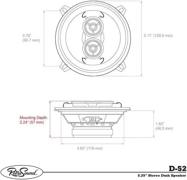 Alt view image 3 of 3 - RetroSound 5.25" DVC 2-Way Dash Speaker