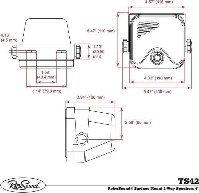 Alt view image 5 of 5 - RetroSound 4" Surface Mount 2-Way Speaker Pair