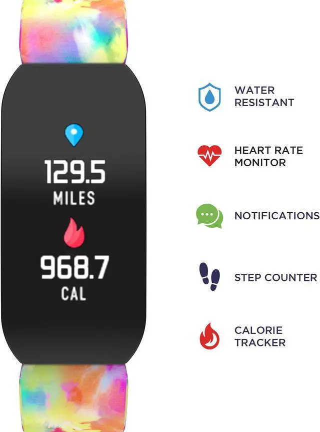 Alt view image 2 of 6 - Fitness Watch iTouch Active Heart Rate, Step Counter, Message, IP68 Swimming Waterproof for Women and Men, Touch Screen, Compatible with iPhone and Android (Tie Dye)