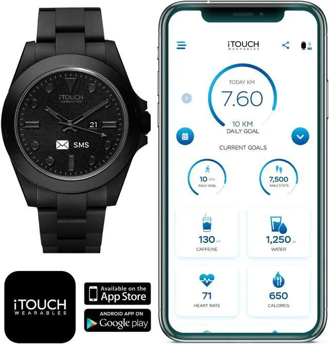 Alt view image 7 of 7 - iTouch Connected Hybrid Smartwatch Fitness Tracker Heart Rate Step Counter Sleep Monitor Connected GPS Notifications IP68 Waterproof for Women and Men up to 30 Day Battery Compatible w Android & iOS