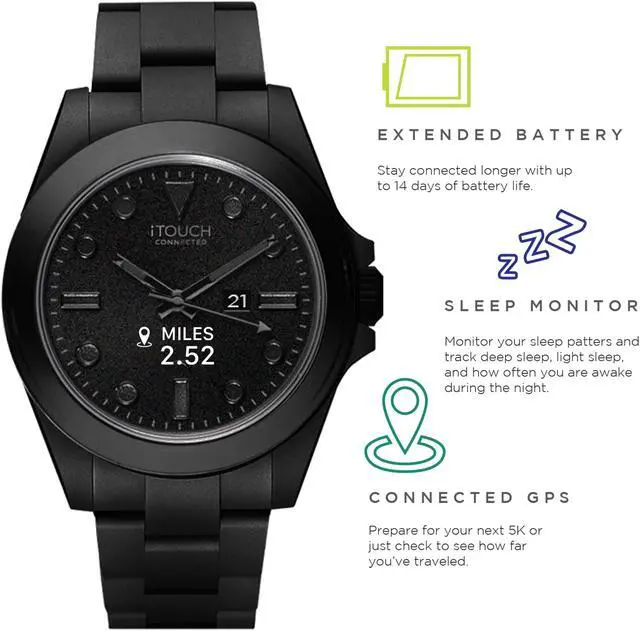 Alt view image 5 of 7 - iTouch Connected Hybrid Smartwatch Fitness Tracker Heart Rate Step Counter Sleep Monitor Connected GPS Notifications IP68 Waterproof for Women and Men up to 30 Day Battery Compatible w Android & iOS