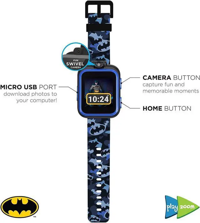 Alt view image 3 of 3 - PlayZoom 2 Batman Kids Smartwatch - Video and Camera Selfies Music Learning Educational Fun Interactive Games Touch Screen Sports Digital Watch Birthday Gift for Kids Toddlers Boys Girls Fun Prints