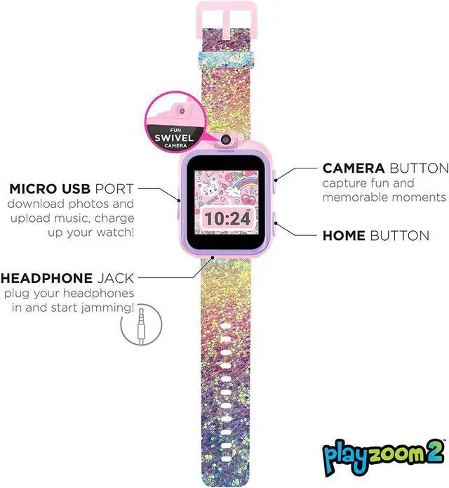 Alt view image 3 of 7 - PlayZoom 2 Kids Smartwatch - Video Camera Selfies STEM Learning Educational Fun Games, MP3 Music Player Audio Books Touch Screen Sports Digital Watch Gift for Kids Toddlers Boys Girls Fun Prints
