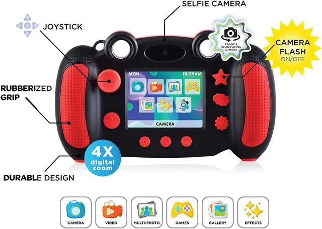 Alt view image 2 of 7 - PlayZoom Snapcam DUO- Kids Digital Camera, Video, 4x Zoom, Photo Editor, Dual Selfie Camera, Durable Shockproof Design, STEM Educational Fun Games, Birthday Gift for Girls Boys Toddlers Kids Ages 4-12