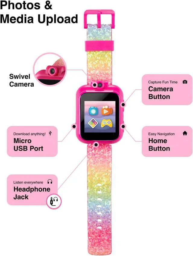 Alt view image 3 of 7 - Kids Smart Watch PlayZoom 2 - Video Camera Selfies STEM Learning Educational Fun Games, MP3 Music Player Audio Books Touch Screen Sports Digital Watch Gift for Kids Toddlers Boys Girls Fun Prints