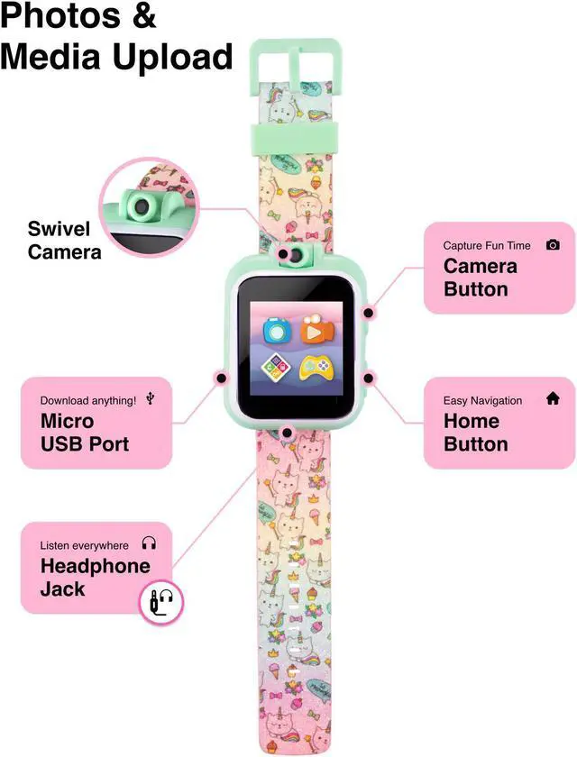 Alt view image 3 of 7 - Kids Smart Watch PlayZoom 2 - Video Camera Selfies STEM Learning Educational Fun Games, MP3 Music Player Audio Books Touch Screen Sports Digital Watch Gift for Kids Toddlers Boys Girls Fun Prints