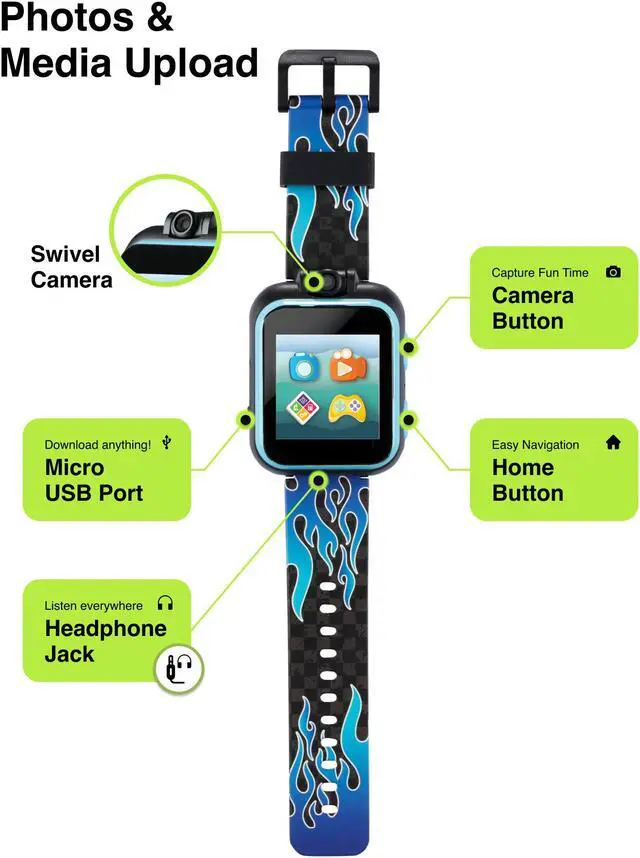 Alt view image 4 of 7 - Kids Smart Watch PlayZoom 2 - Video Camera Selfies STEM Learning Educational Fun Games, MP3 Music Player Audio Books Touch Screen Sports Digital Watch Gift for Kids Toddlers Boys Girls Fun Prints