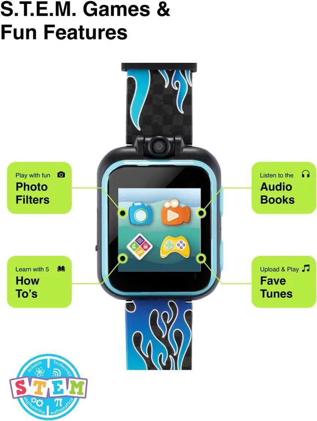 Alt view image 3 of 7 - Kids Smart Watch PlayZoom 2 - Video Camera Selfies STEM Learning Educational Fun Games, MP3 Music Player Audio Books Touch Screen Sports Digital Watch Gift for Kids Toddlers Boys Girls Fun Prints