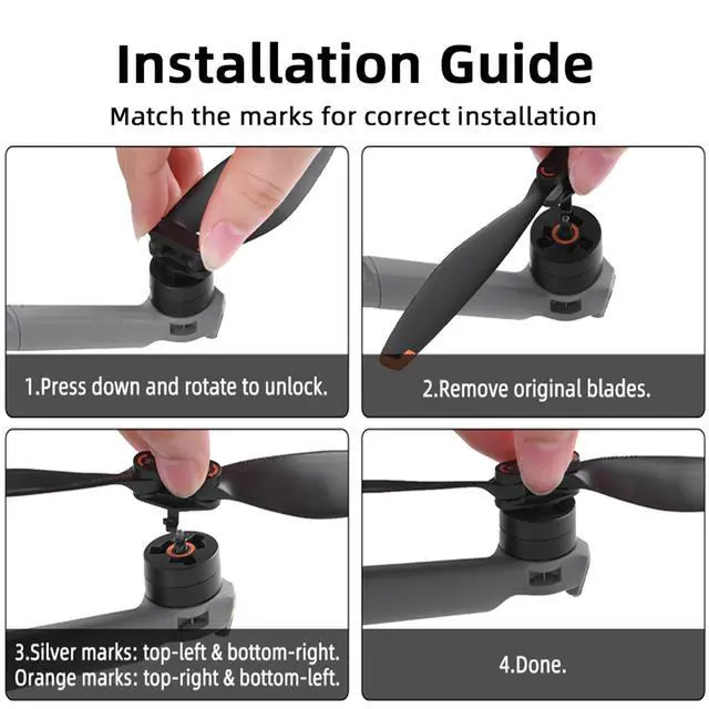 Alt view image 6 of 7 - Wtohoby Replacement Propellers for DJI Mini 5 Pro Propeller Drone Props Blade Light Weight Wing Quick-Release for Mini 5 Pro Accessories (4Pcs)