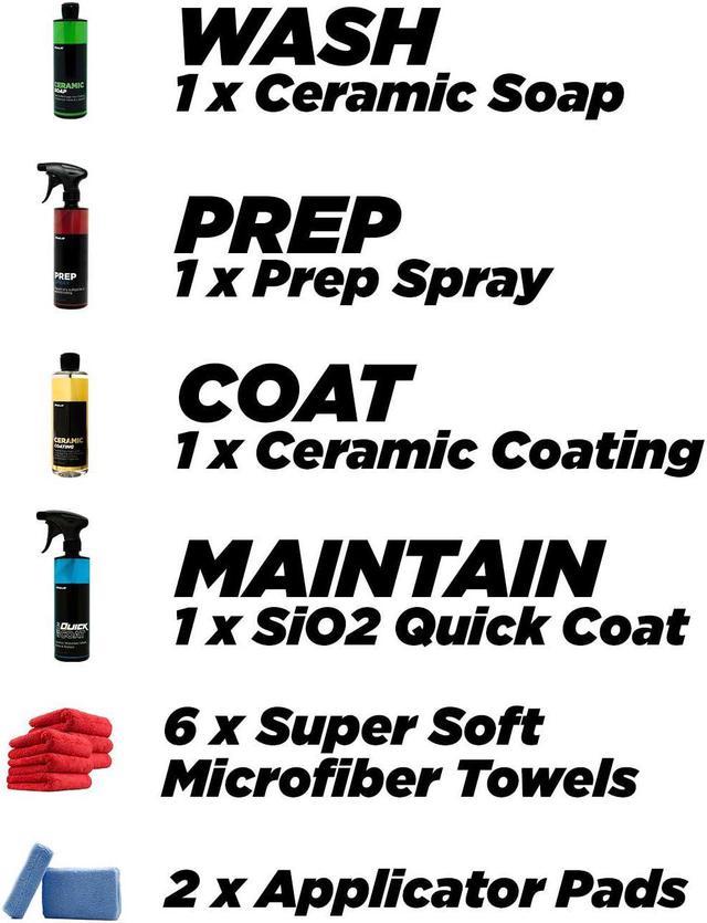 Proje Premium Car Care Premium Ceramic Wash Detail kit | Premium Ceramic  Coating kit with Prep Spray, 9H Ceramic Coating, SiO2 Waterless Wash