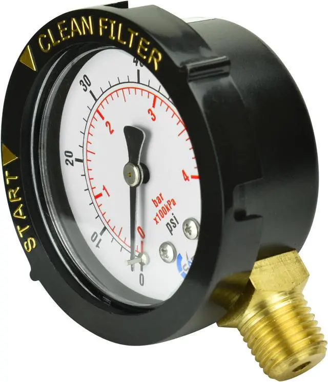 Alt view image 3 of 4 - CARBO Instruments Water Pressure Gauge for Swimming Pool Filter, Spa, Aquarium, Well, Air, Oil, Gas  60psi Plumbing Clean Filter Indicator with Dual Display & 1/4" NPT Brass Lower Connection