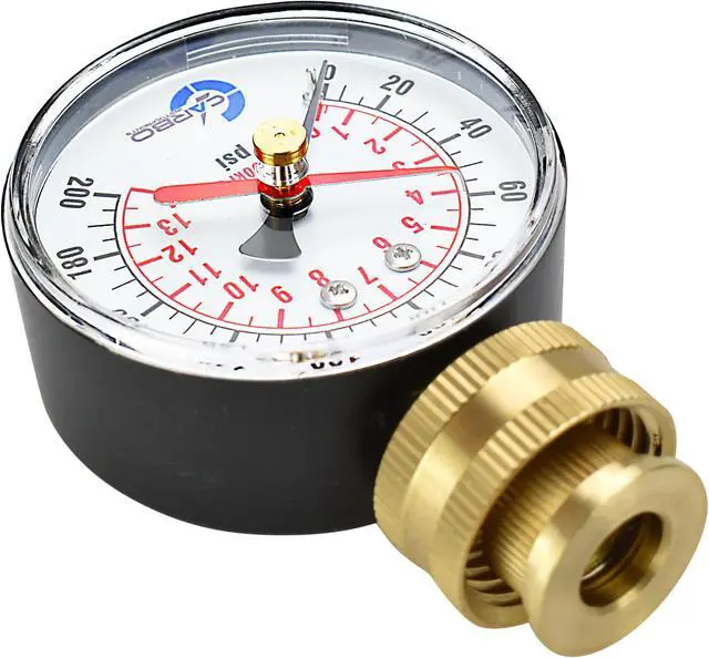 Alt view image 3 of 7 - CARBO Instruments 2- 1/2" Pressure Gauge, Water Pressure Test Gauge, 3/4" Female Hose Thread, 0-200 PSI with Red Pointer