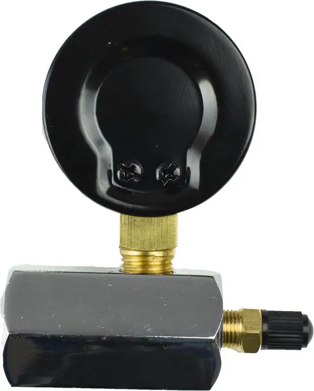 Alt view image 2 of 5 - CARBO Instruments Gas Test Pressure Gauge 60 Pound, 60 PSI / 400 kPa, 3/4 FNPT Connection, Brass Valve, Chrome Plated Steel Body Assembly.