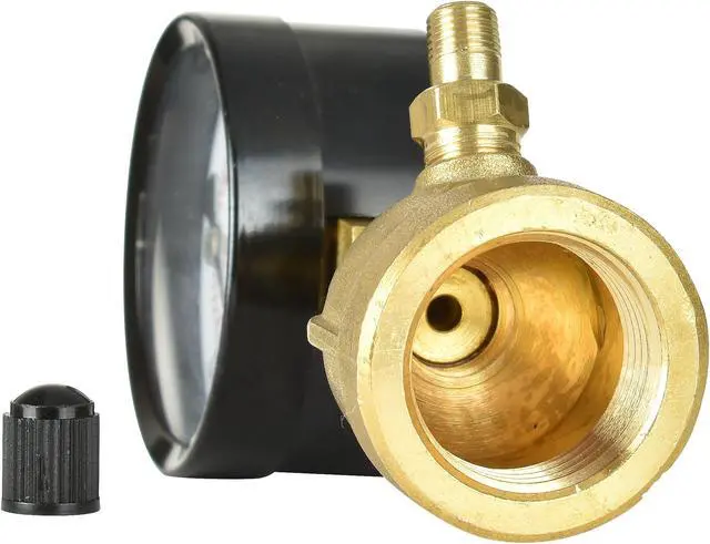 Alt view image 5 of 6 - CARBO Instruments Gas Test Pressure Gauge 15 Pound, 15 PSI / 100 kPa, 3/4 FNPT Connection, Brass Valve, Forged Brass Bell Shape Body Assembly.