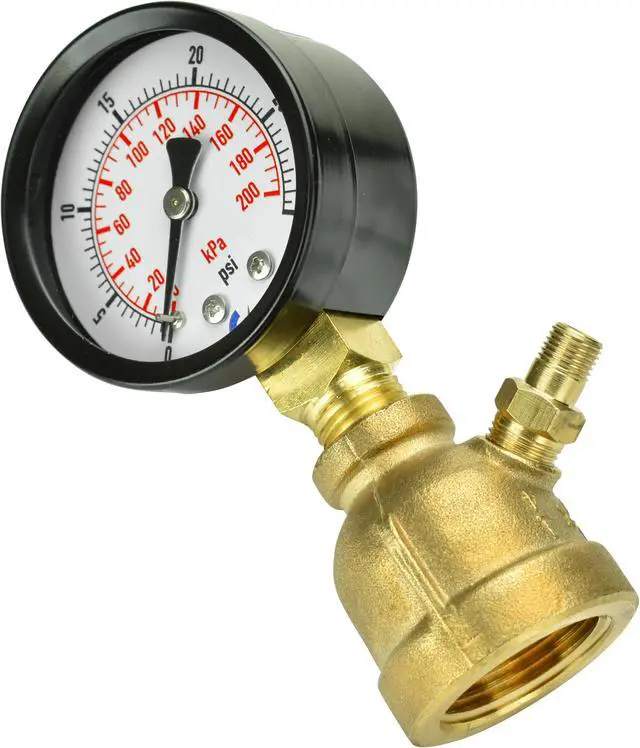 Alt view image 6 of 6 - CARBO Instruments Gas Test Pressure Gauge 30 Pound, 30 PSI / 200 kPa, 3/4 FNPT Connection, Brass Valve, Forged Brass Bell Shape Body Assembly.