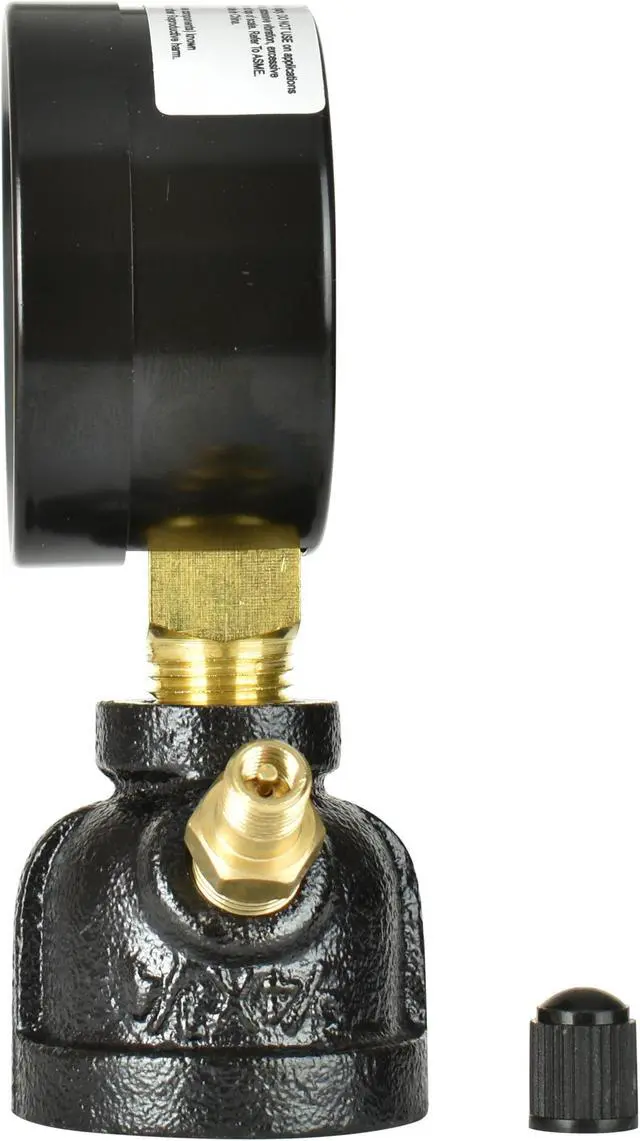 Alt view image 2 of 6 - CARBO Instruments Gas Test Pressure Gauge 15 Pound, 15 PSI / 100 kPa, 3/4 FNPT Connection, Brass Valve, Forged Steel Bell Shape Body Assembly.