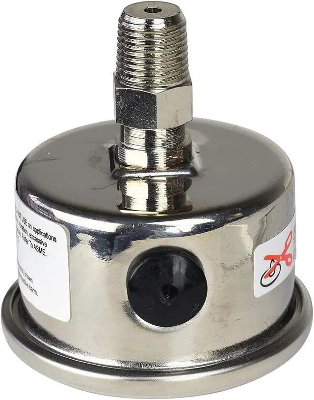 Alt view image 5 of 5 - CARBO Instruments 1-1/2" Fuel Pressure Gauge, Stainless Steel Case 304, Chrome Plated Brass Connection, Glycerin Filled, 0-60 Psi, Accuracy 3-2-3%, Back Mount 1/8" NPT Black Dial