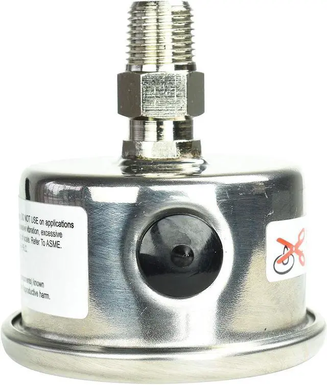 Alt view image 3 of 5 - CARBO Instruments 1-1/2" Fuel Pressure Gauge, Stainless Steel Case 304, Chrome Plated Brass Connection, Glycerin Filled, 0-15 Psi, Accuracy 3-2-3%, Back Mount 1/8" NPT