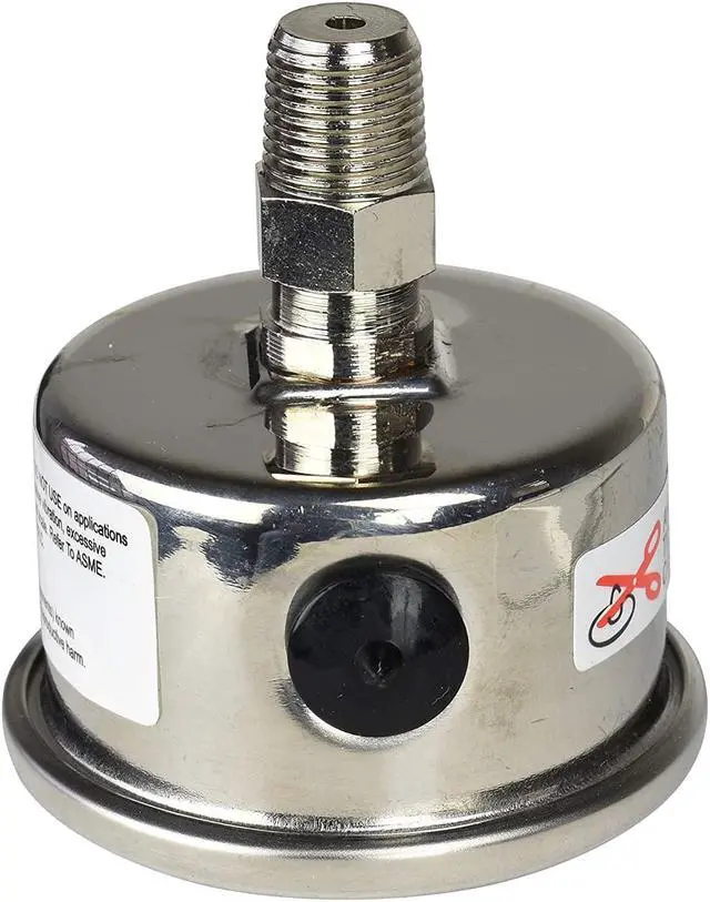 Alt view image 5 of 5 - CARBO Instruments 1-1/2" Fuel Pressure Gauge, Stainless Steel Case 304, Chrome Plated Brass Connection, Glycerin Filled, 0-100 Psi, Accuracy 3-2-3%, Back Mount 1/8" NPT Black Dial