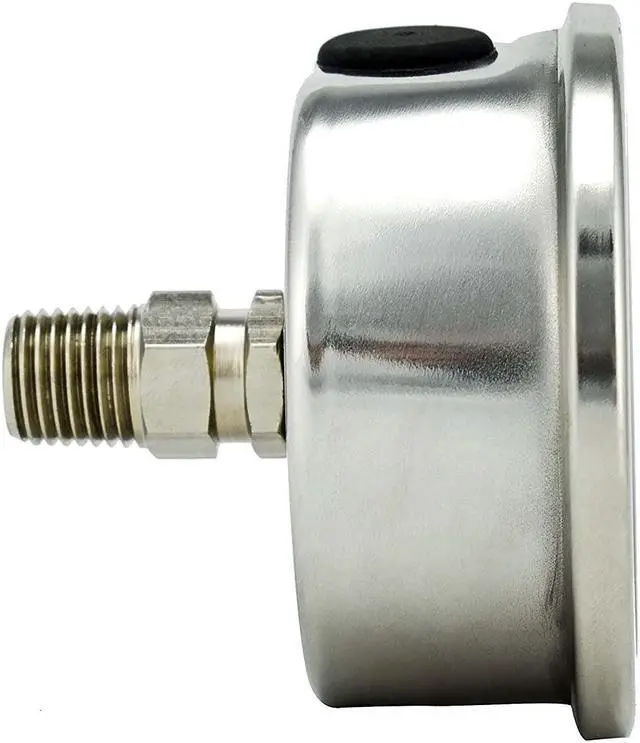 Alt view image 2 of 4 - CARBO Instruments 2 1-2" Pressure Gauge, Stainless Steel Case, Chrome Plated Brass Connection, Liquid Filled, 0-30 psi/kPa, Back Mount 1/4" NPT