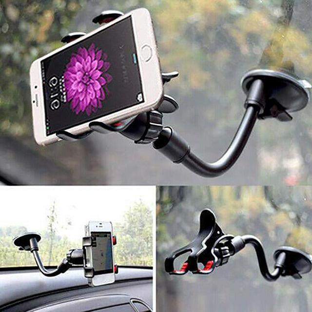 Alt view image 2 of 7 - Car Phone Mount Windshield, Long Arm Clamp Universal Windshield with Double Clip Strong Suction Cup Cell Phone Holder Compatible with iPhone 13 12 11 Pro XS Max 7 8 6 Plus for Galaxy S22 Ultra