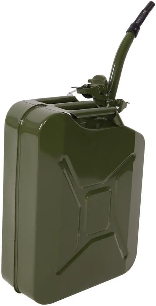 Alt view image 2 of 7 - Pandada 5 Gallon 20L Gas Can Metal Jerry Gasoline Container Tank Emergency Backup Diesel Green