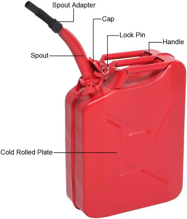 Alt view image 2 of 7 - Pandada 5 Gallon 20L Gas Can Metal Jerry Gasoline Container Tank Emergency Backup Diesel Red