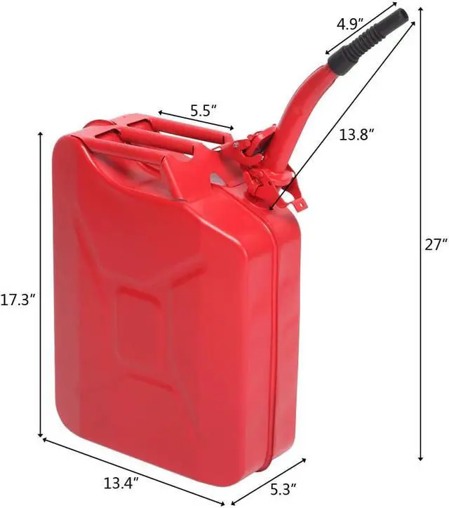 Alt view image 7 of 7 - Pandada 5 Gallon 20L Gas Can Metal Jerry Gasoline Container Tank Emergency Backup Diesel Red
