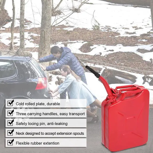 Alt view image 4 of 7 - Pandada 5 Gallon 20L Gas Can Metal Jerry Gasoline Container Tank Emergency Backup Diesel Red