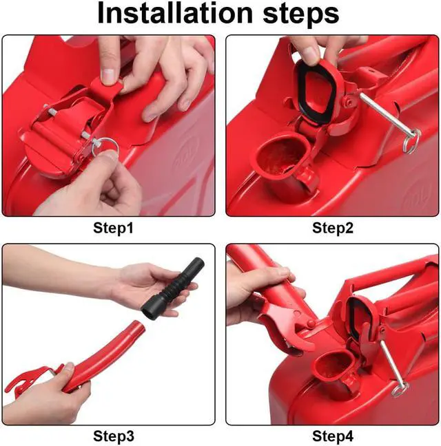 Alt view image 5 of 7 - Pandada 5 Gallon 20L Gas Can Metal Jerry Gasoline Container Tank Emergency Backup Diesel Red