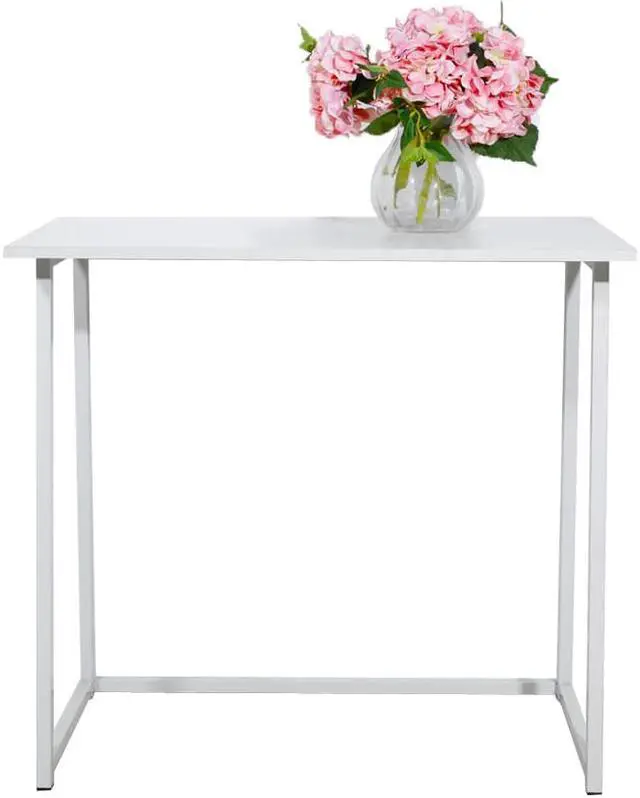 Alt view image 6 of 7 - QXDRAGON Folding Desk, Small Foldable Desk 31.5" for Small Spaces, Space Saving Computer Table Writing Workstation for Home Office, Easy Assembly, White