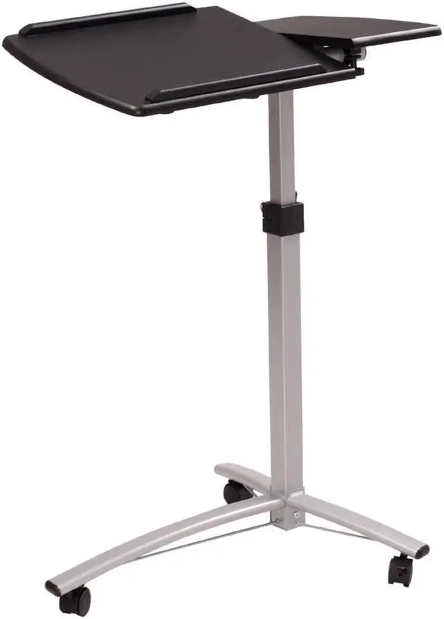 Alt view image 2 of 7 - QXDRAGON Overbed Bedside Desk Mobile Rolling Laptop Stand Tilting Table with Wheels Height Adjustable Tray Table for Laptop Bed Sofa Side Table(Black, 3-Wheel)